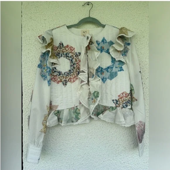 Sezane X Sea NY Axel Blouse Jacket Quin Patchwork - Picture 5 of 7